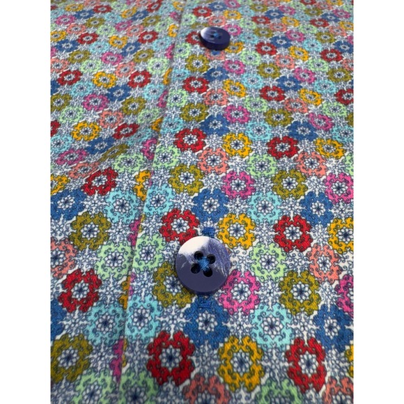 A Fish Named Fred Other - Hinton & Hinton Men's Large Bright Floral Print Short Sleeve Button Down Shirt